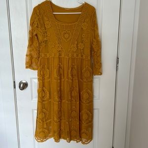 DownEast Mustard Lace Dress